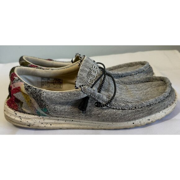 Hey Dude Wally Funk Casual Shoes Ento Gray Mens 11 Aztec Stretch Comfort Loafer - Picture 2 of 9